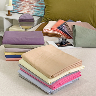 晚安猫新款 床品 ins纯色水洗棉床单单件学生宿舍单人双人被单夏季