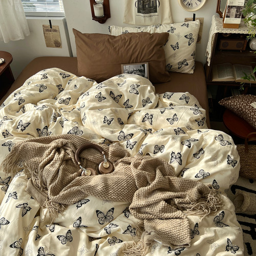 中古风混搭水洗棉双层纱四件套