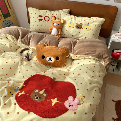 卡通高克重牛奶绒四件套