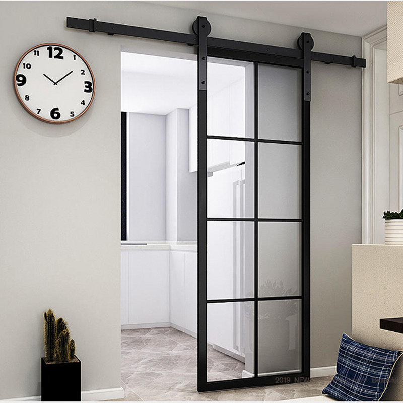 谷仓门单轨吊轨推拉门隐藏门厨房吊门卫生间门铝合金极窄门玻璃门