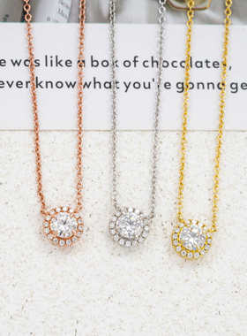 S925银D色莫桑钻VVS女士项链