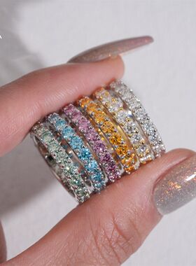 S925银D色VVS莫桑钻3mm戒指