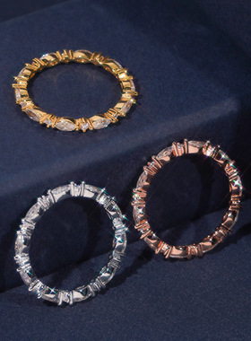 925银镶D色VVS莫桑钻可叠戴戒