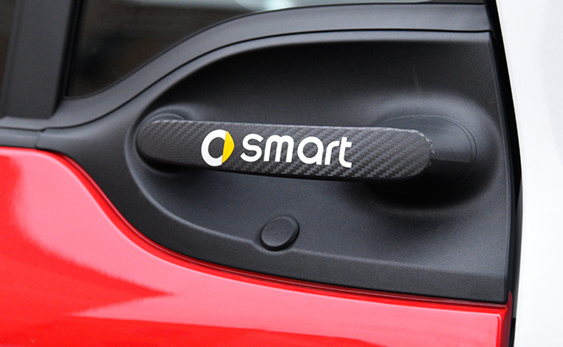 奔驰smart新款碳纤纹汽车外门拉手贴斯玛特改装车门保护贴车贴膜