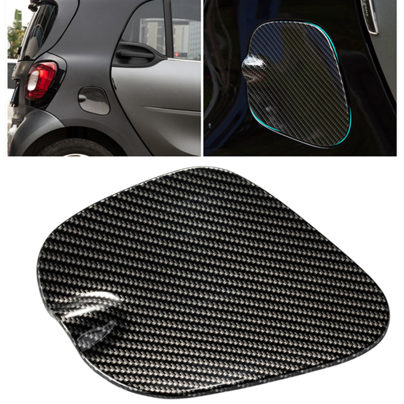 适用奔驰smart汽车油箱盖装饰贴新款碳钎维油箱盖框斯玛特改装