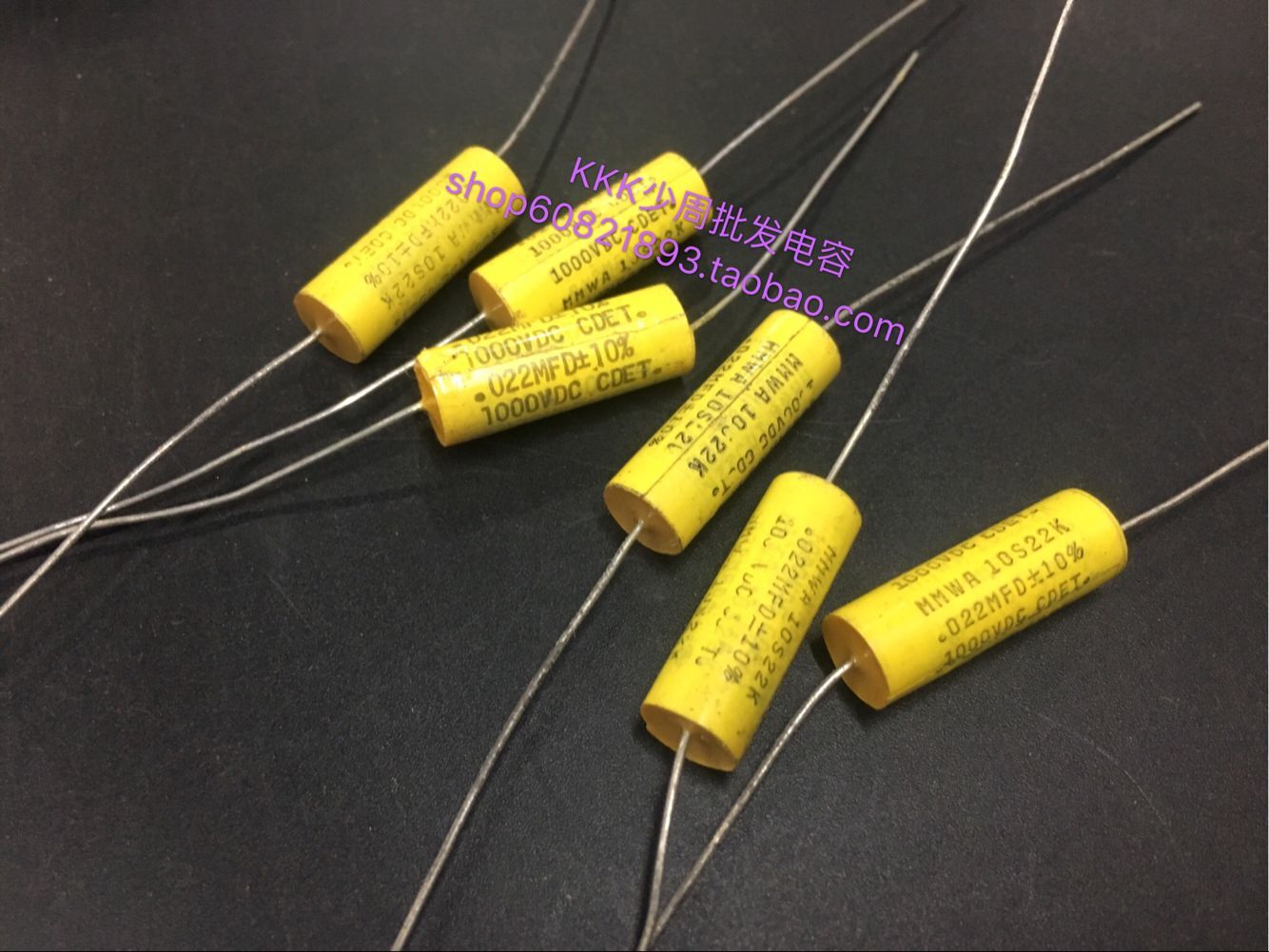 进口原装美国 CDE 薄膜轴向电容 0.022UF 22n  223J  1000V引线铜