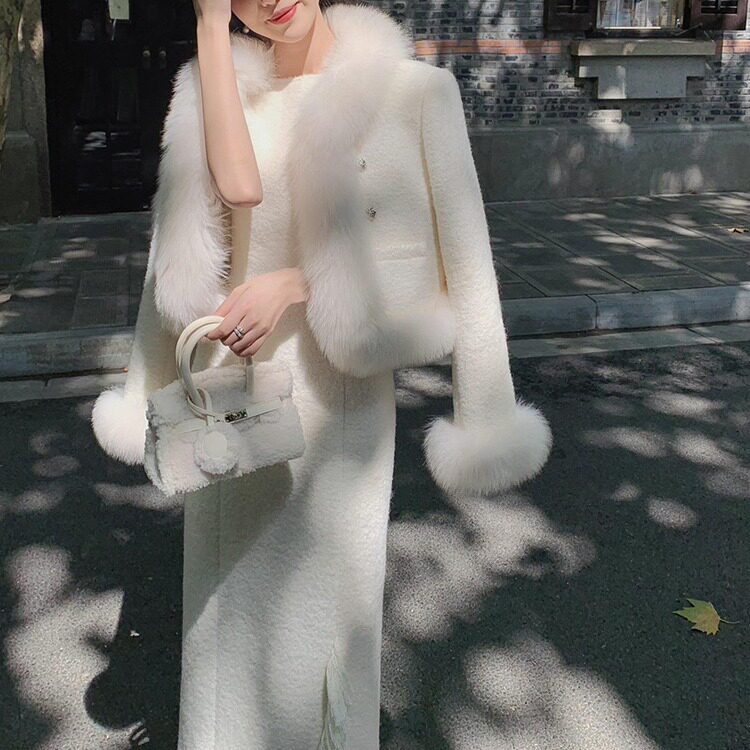 冬装搭配一整套韩剧穿搭感小洋装名媛高端外套裙子千金风套装