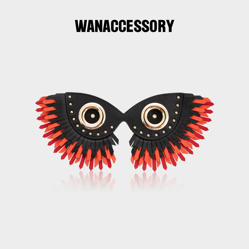 WANACCESSORY双面牛皮换脸女包变脸包眼睛面具包配件万蔻原创设计 - 实物图