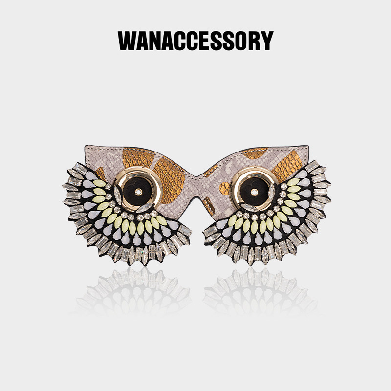wanaccessory万蔻2022年秋冬日月星辰新款猫头鹰面具眼睛原创设计
