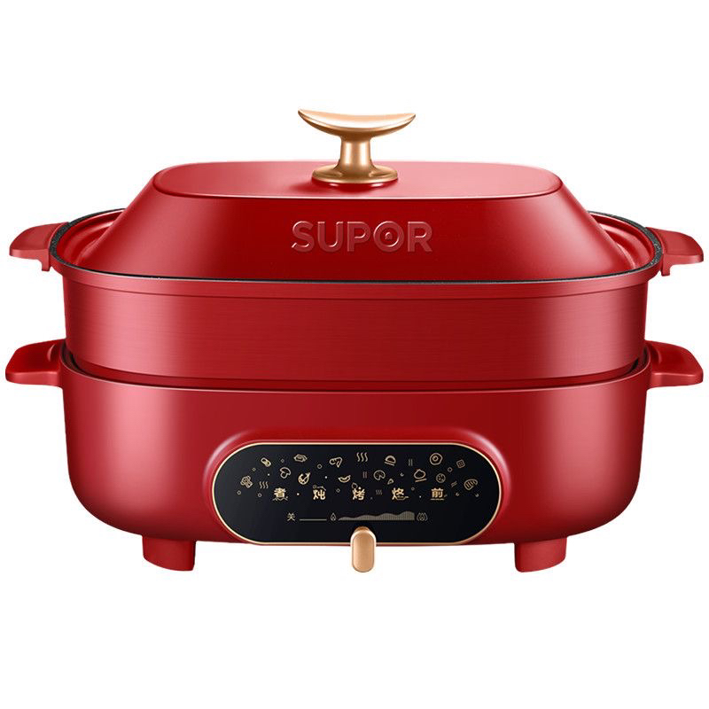 苏泊尔电火锅4.5升分体可拆洗多功能料理锅烤肉烧烤锅JD3322D812H