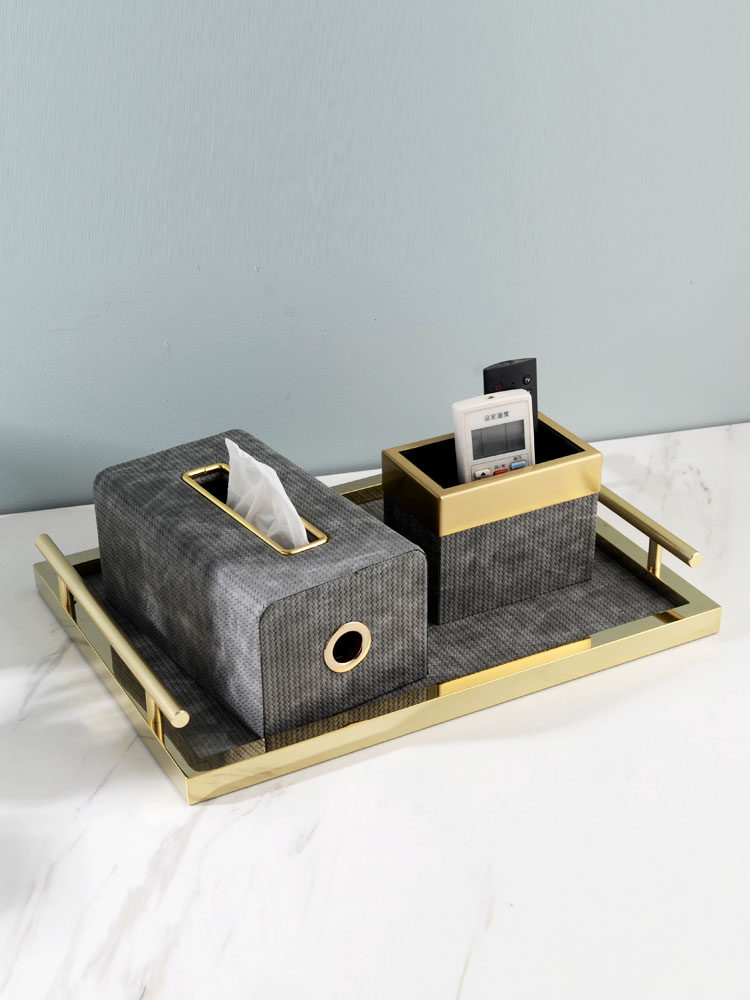 European toilet paper box Household living room light Nordic luxury style high-end new Chinese dining table Tea table storage tissue box set