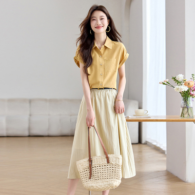 两衬衫半身裙两件套装裙