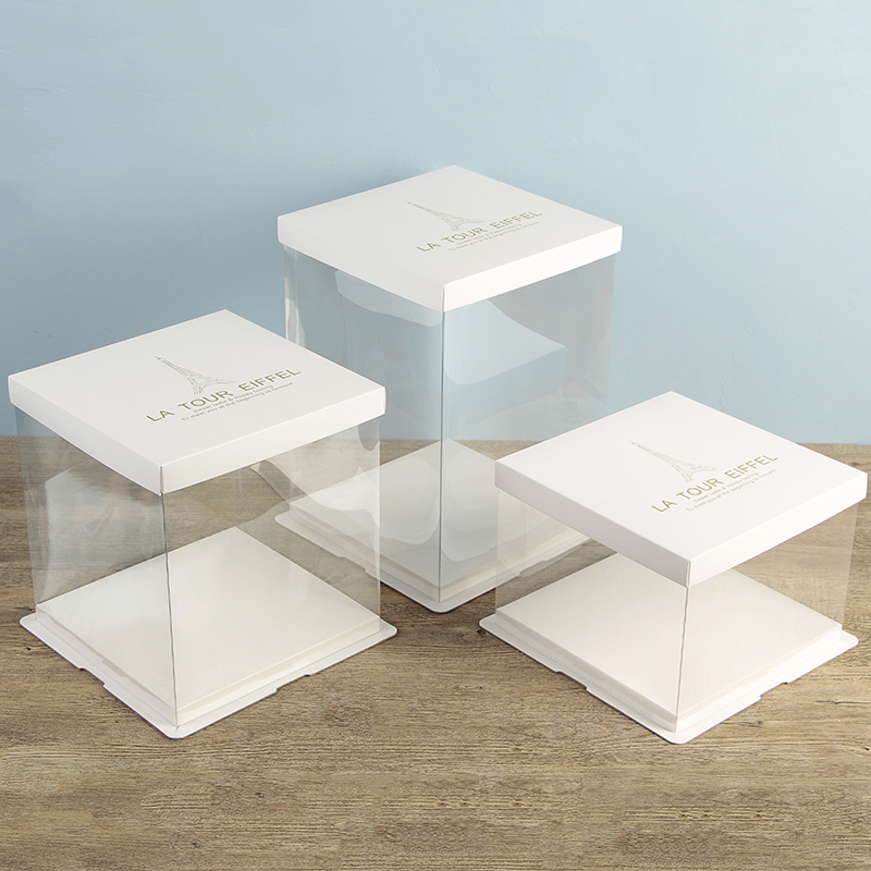 6/8/10/12寸三合一透明蛋糕盒子单层双层三层烘焙包装盒-封面