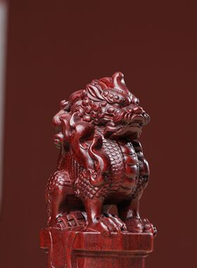 小叶紫檀办公客厅麒麟摆