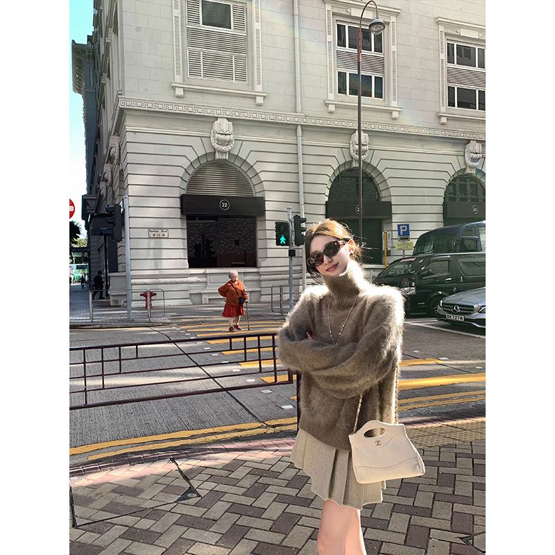 400g拉绒厚款皮草高领毛衣