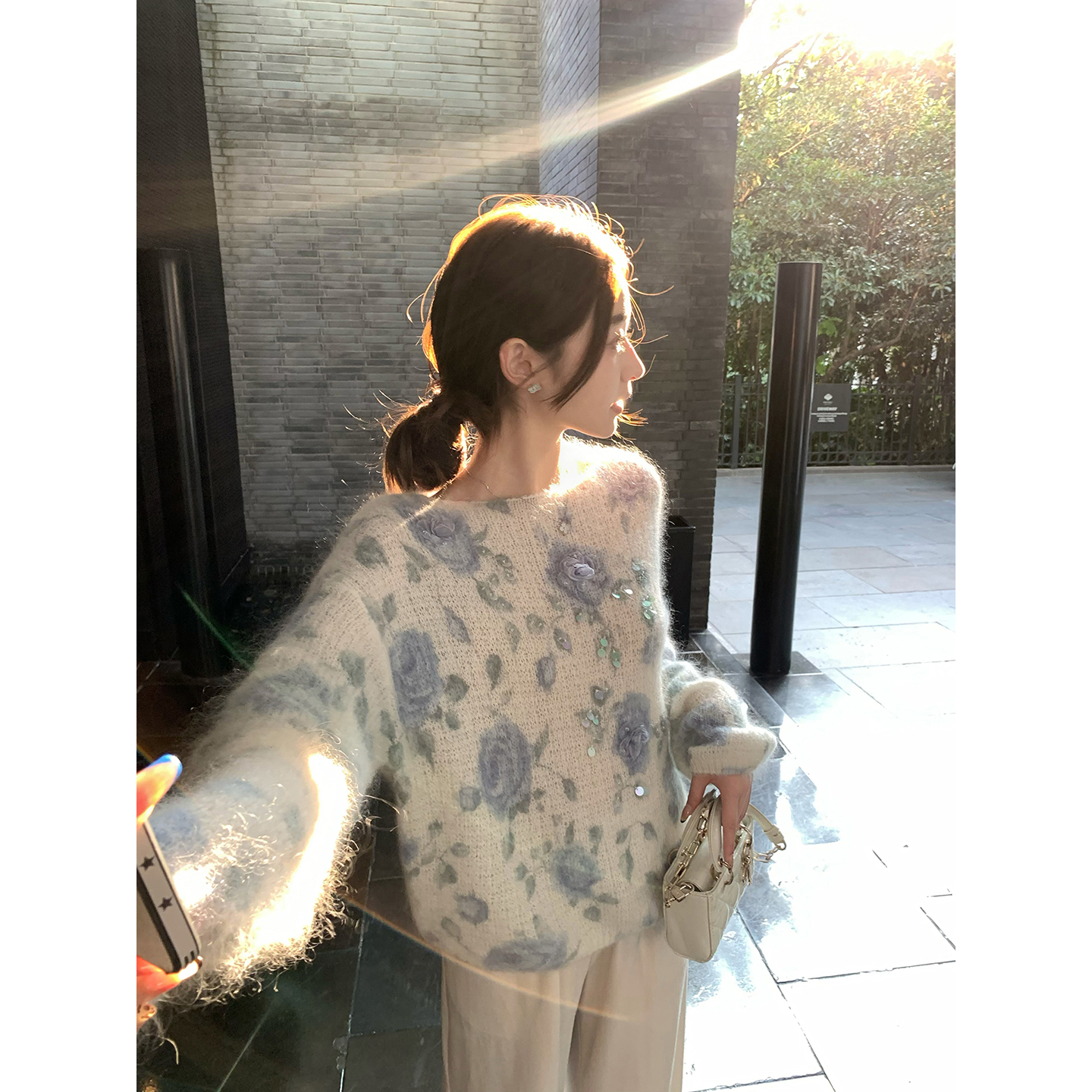 cchen陈陈-爱丽丝梦境 圆领长袖毛衣针织衫宽松显瘦休闲慵懒上衣