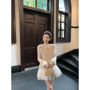 100%绵羊毛纯手工立体盘花灯笼袖 松软梦 毛衣 自线重磅 cchen陈陈