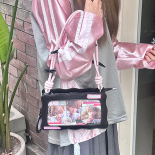 呜咚小铺原创日常百搭甜美透明斜挎吧唧二次元 痛包女 桃桃气泡