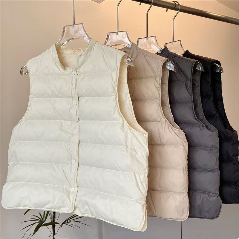 2025秋冬外穿羽绒马甲女立领短款轻薄时尚百搭90白鸭绒背心坎肩潮