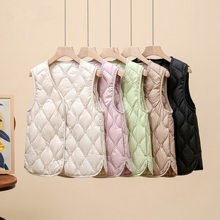 2025秋冬款V领内穿羽绒马甲女轻薄内胆背心90白鸭绒保暖轻便坎肩