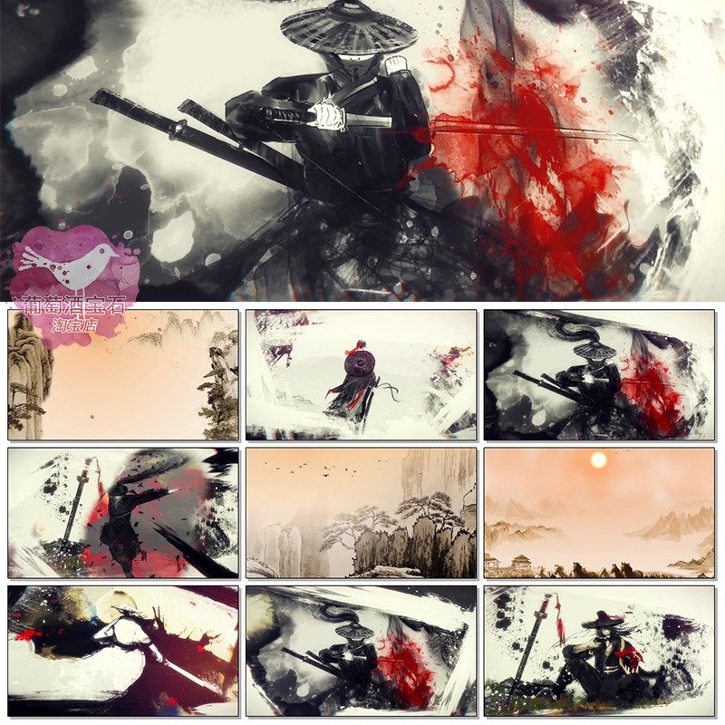 刀剑如梦配乐歌曲古典武侠山水剑客水墨江湖大屏led背景视频素材