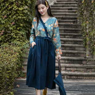复古裙子仙女超仙森系汉服改良中长款 冉裳连衣裙新款 中国风春夏