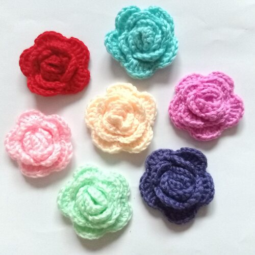 毛线花配件手钩花勾花饰品5cm