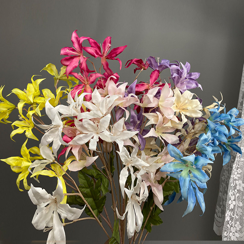 婚庆仿真花高枝多头小百合婚礼堂装饰路引花排背景迎宾区花艺插花