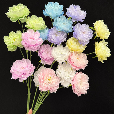 仿真3头小芍药牡丹花酒店宴会厅布置订婚宴婚房布置婚礼插花造景