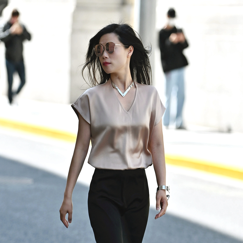女士宽松醋酸短袖上衣t恤