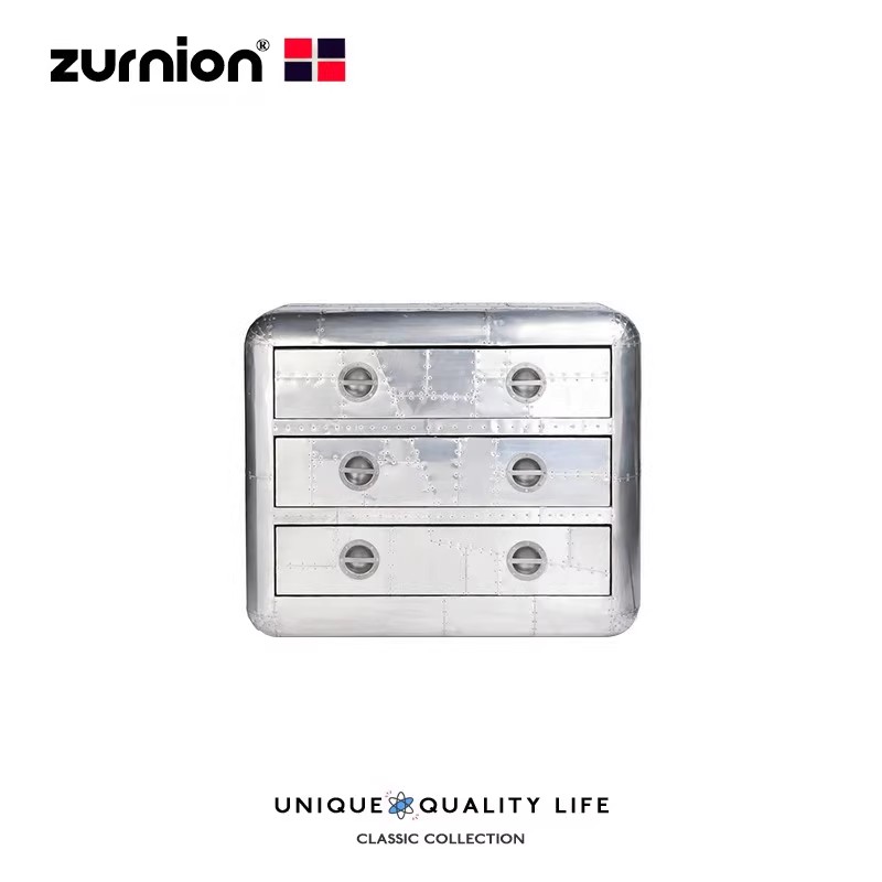 loft创意工业风AVIATOR BLACKHAWK CHEST铝皮箱边柜设计师储物柜