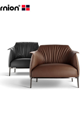 设计师家具archibald chair样板房售楼处矮背真皮现代休闲沙发椅