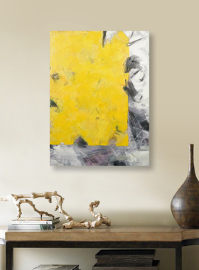 纯手绘客厅沙发背景墙橙色抽象挂画现代简约肌理感装饰画高档落地