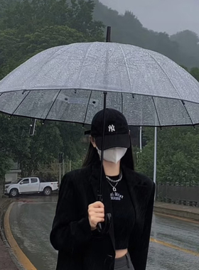 16骨白色透明雨伞晴雨两用女热卖伞具长柄伞雨伞成人透明伞