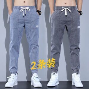 2025新款潮流工装牛仔裤男士潮牌百搭宽松束脚学生哈伦长裤子春秋