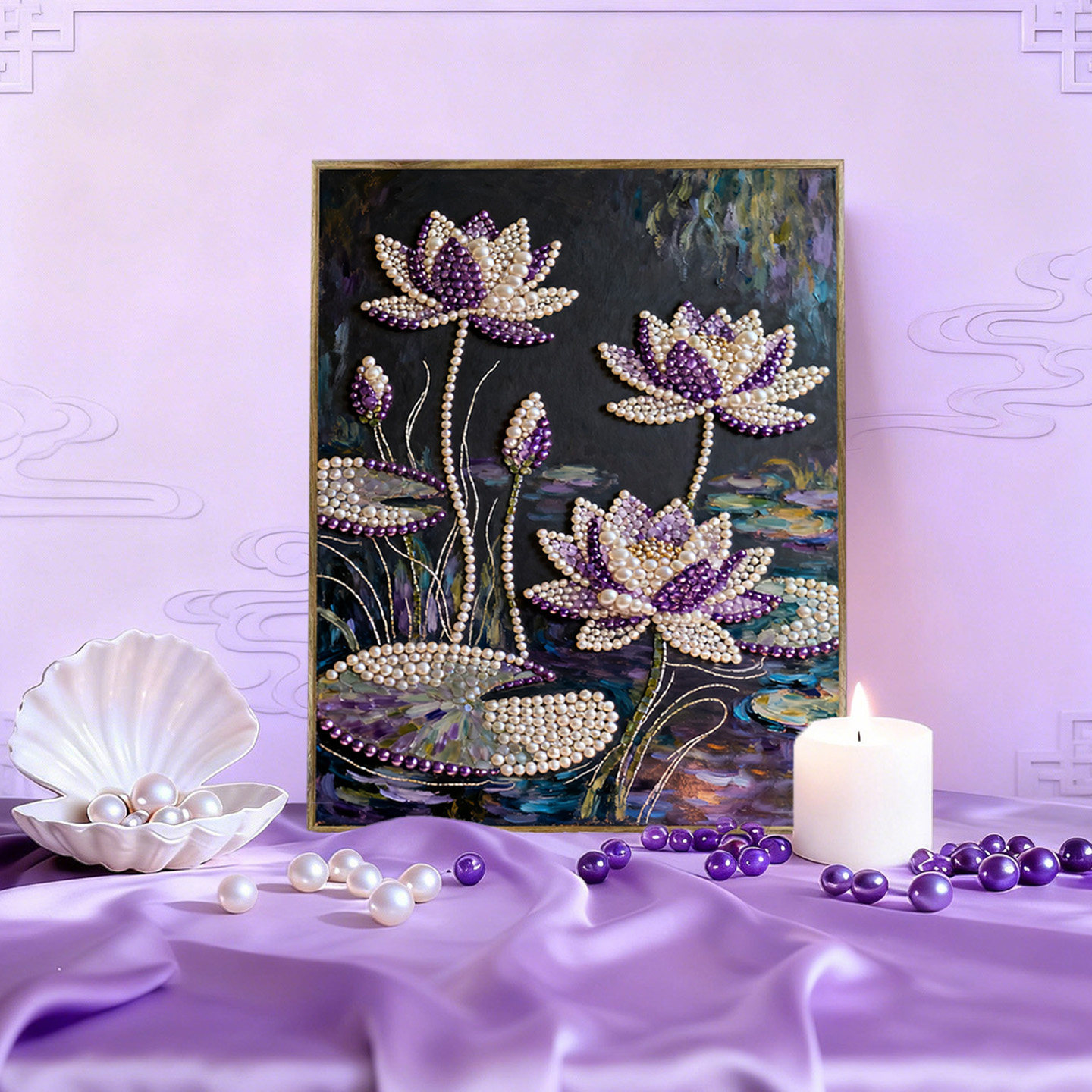 莲间秘宝 2026新款DIY钻石珍珠画手工立体莲花荷叶摆台装饰礼物,居家布艺,钻石绣,淘宝优惠券,粉丝福利购,淘宝优惠卷