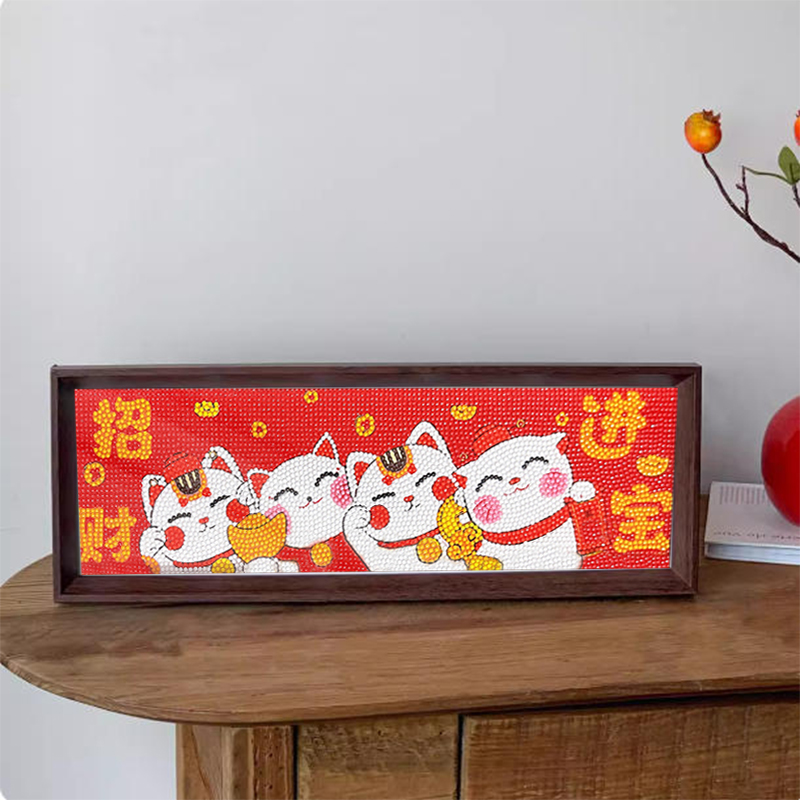 2026新款带框钻石画招财猫手工diy点钻十字绣寓意好客厅摆台小件 - 封面