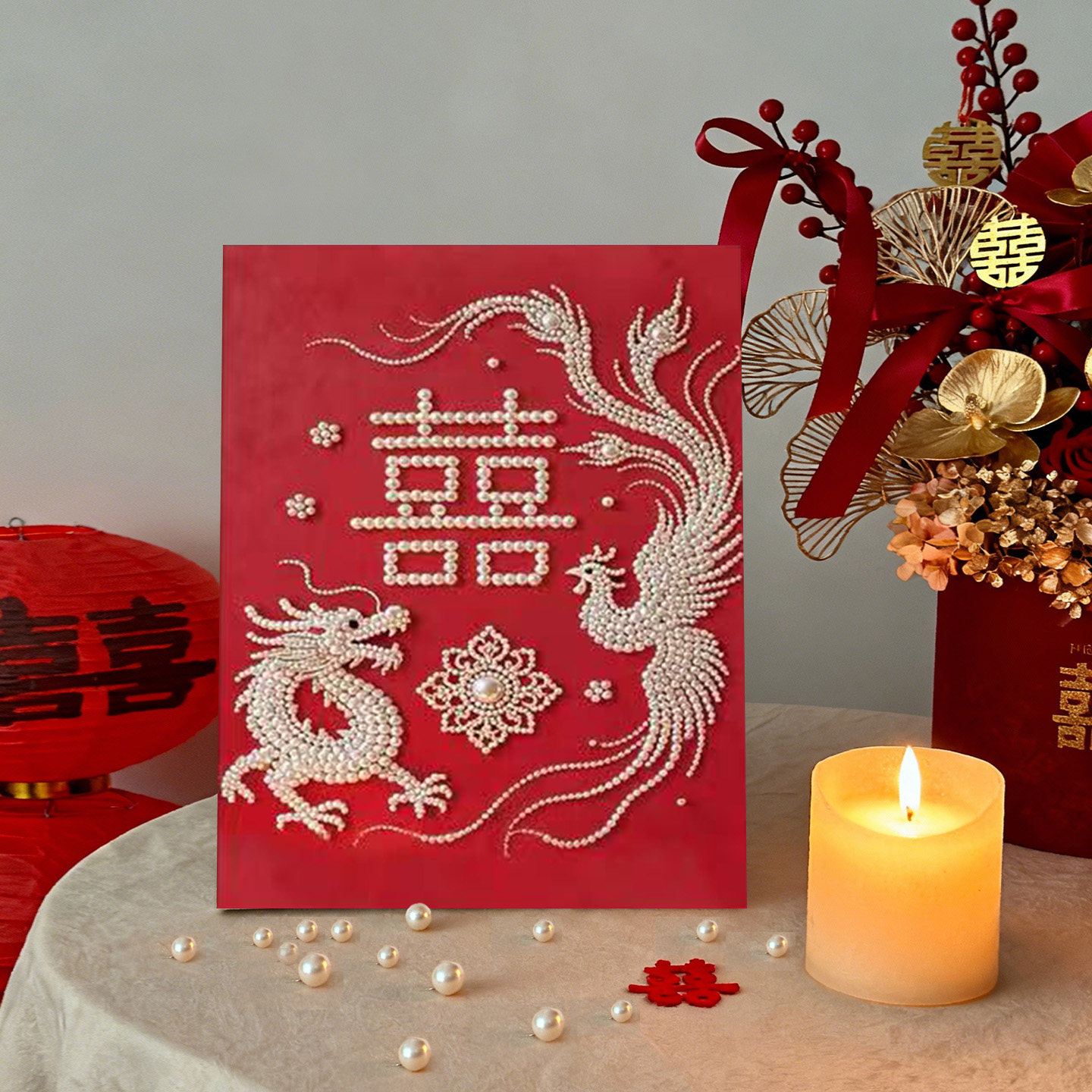 龙凤和鸣 2026新款DIY珍珠画新中式手工制作立体喜庆艺术客厅装饰