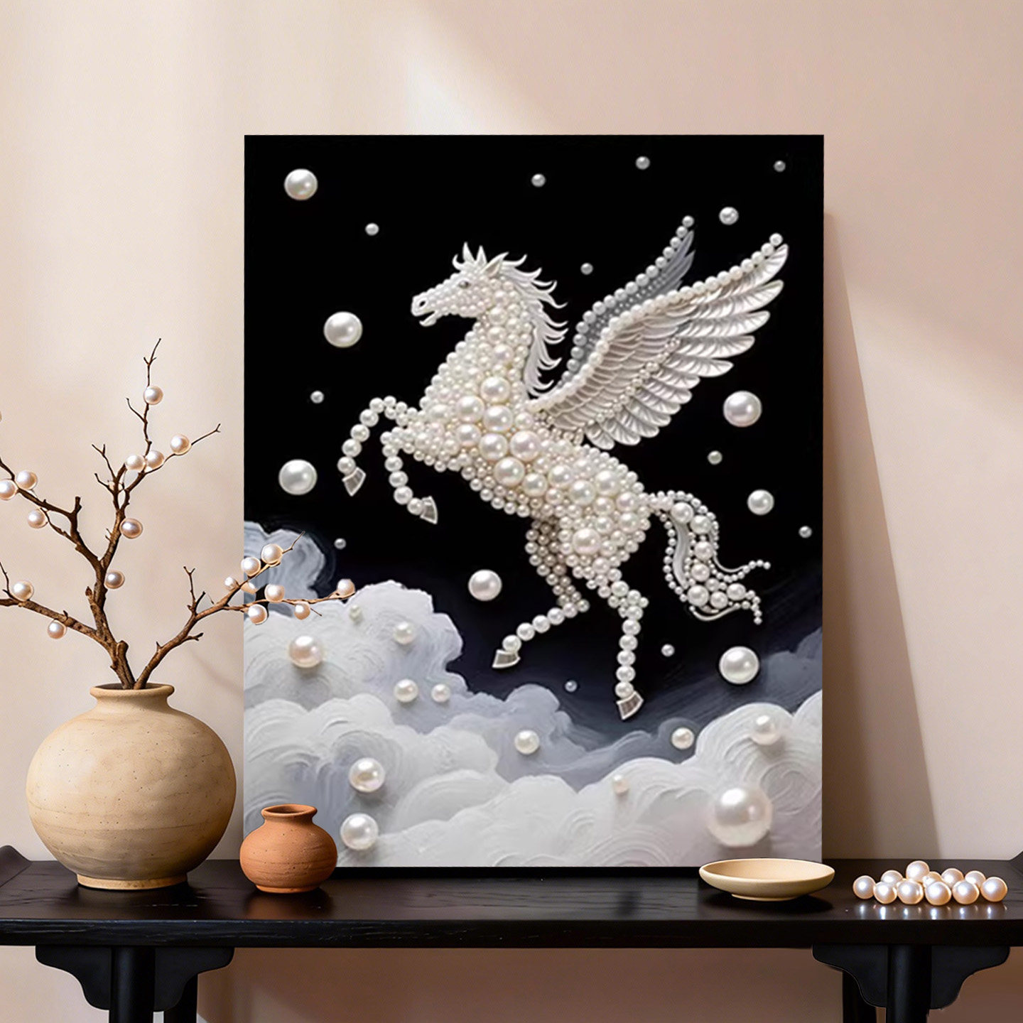 云霓之翼 2026新款DIY珍珠画新中式手工制作立体白马客厅装饰