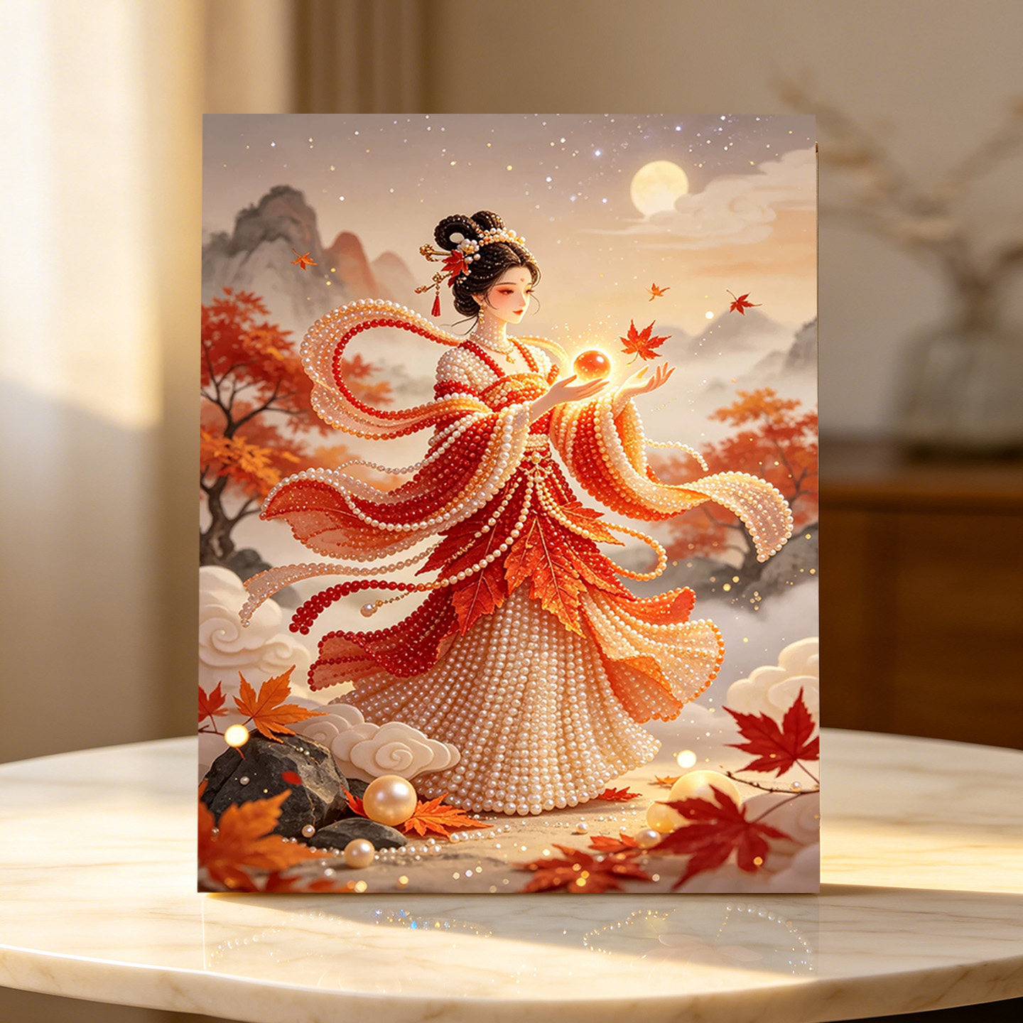 红叶仙子2026新款DIY珍珠画手工制作立体客厅钻石画高级装饰品