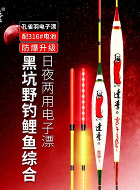 达摩浮漂正品孔雀羽鱼漂日夜两用夜光漂高灵敏电子漂LED激光尾亮