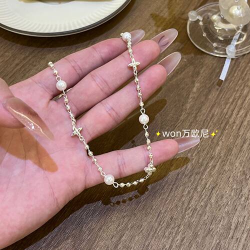 轻奢珍珠ins项链女银色串珠锁骨链高级感 主