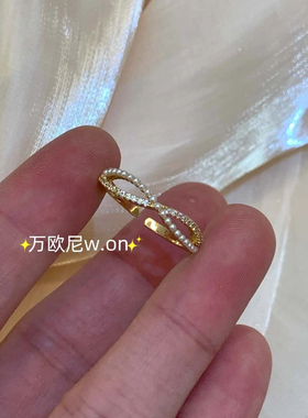 轻奢设计师锆石交叉开口女戒