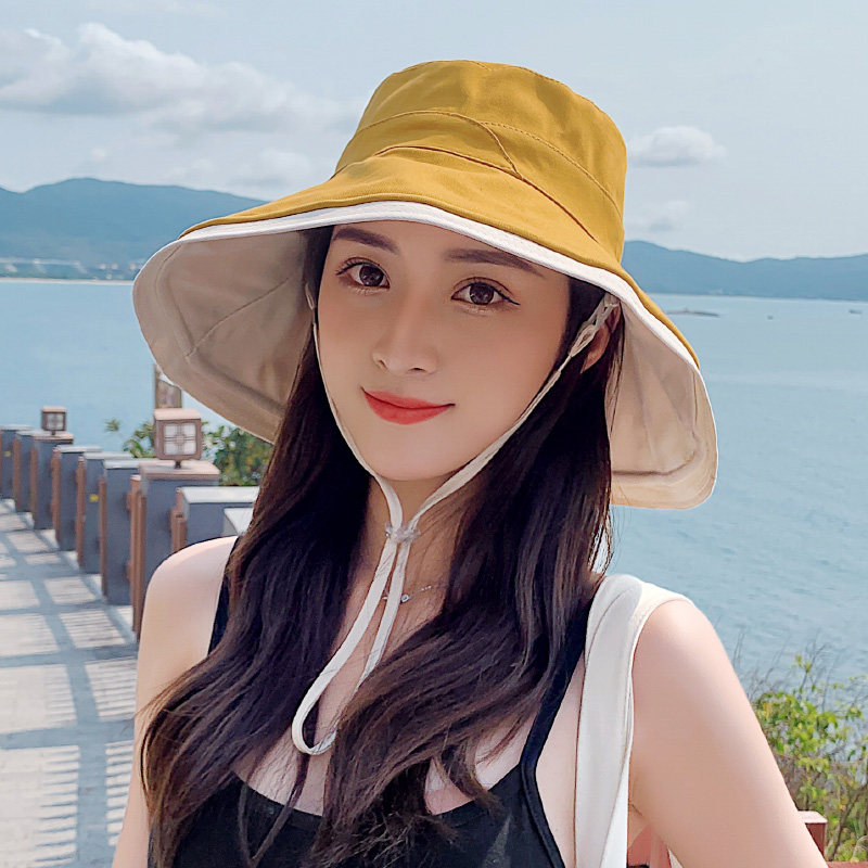 帽子春夏防晒大檐盆帽双面渔夫帽图片