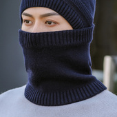 毛线围脖脖套男冬加绒保暖防风护颈套脖颈套韩版 骑车围巾男士 套头