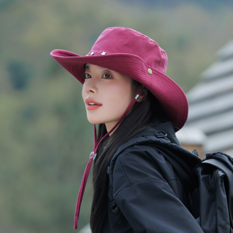 渔夫帽登山休闲女夏天大檐棉帽子