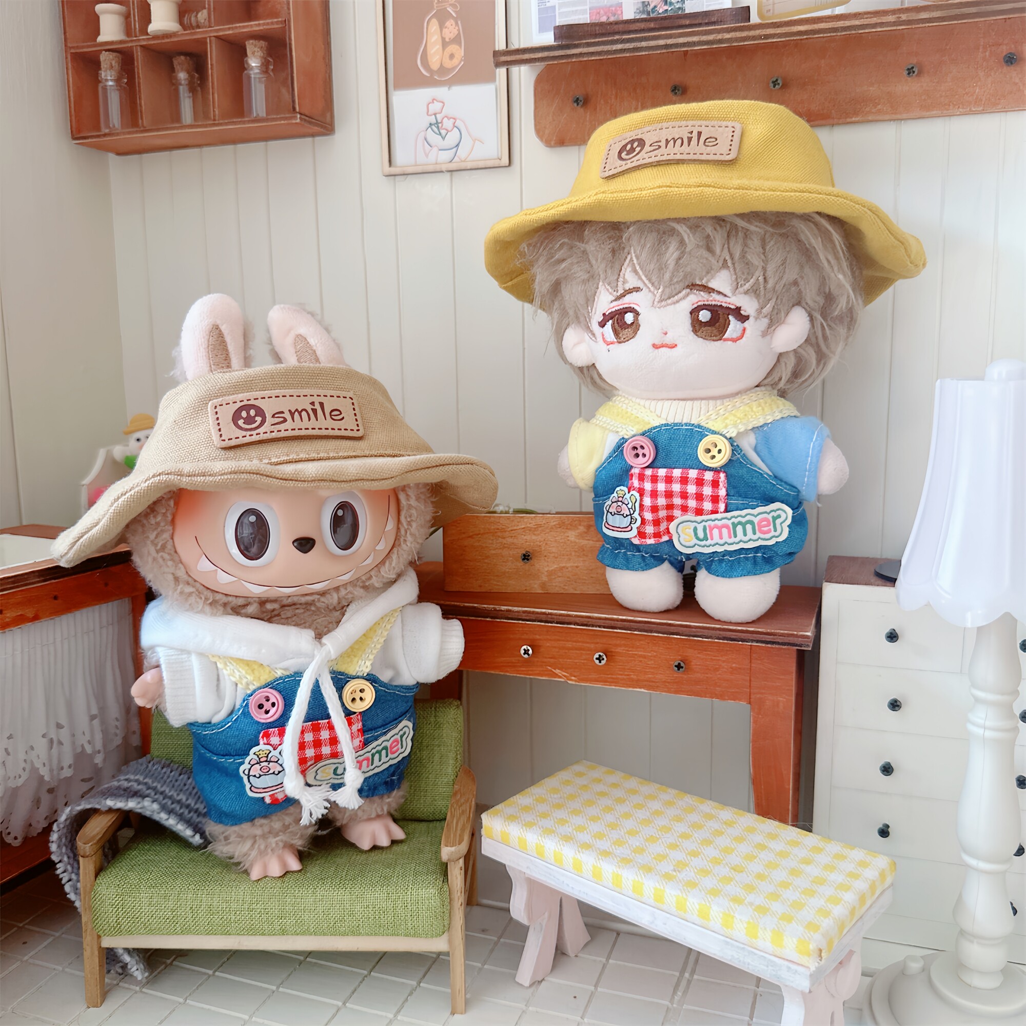 娃衣10cm15厘米棉花娃娃labubu挂件衣服公仔着替娃衣背带裤配件