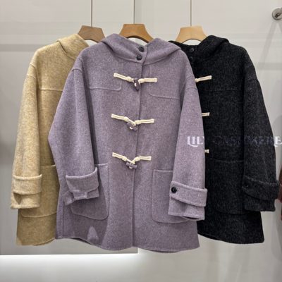 简约风双面呢羊毛大衣中长款