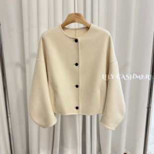 2025年秋冬新款韩系双面羊毛大衣女短款小个子宽松显瘦羊毛呢外套