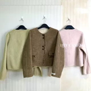 圆领单排扣双面呢羊绒大衣